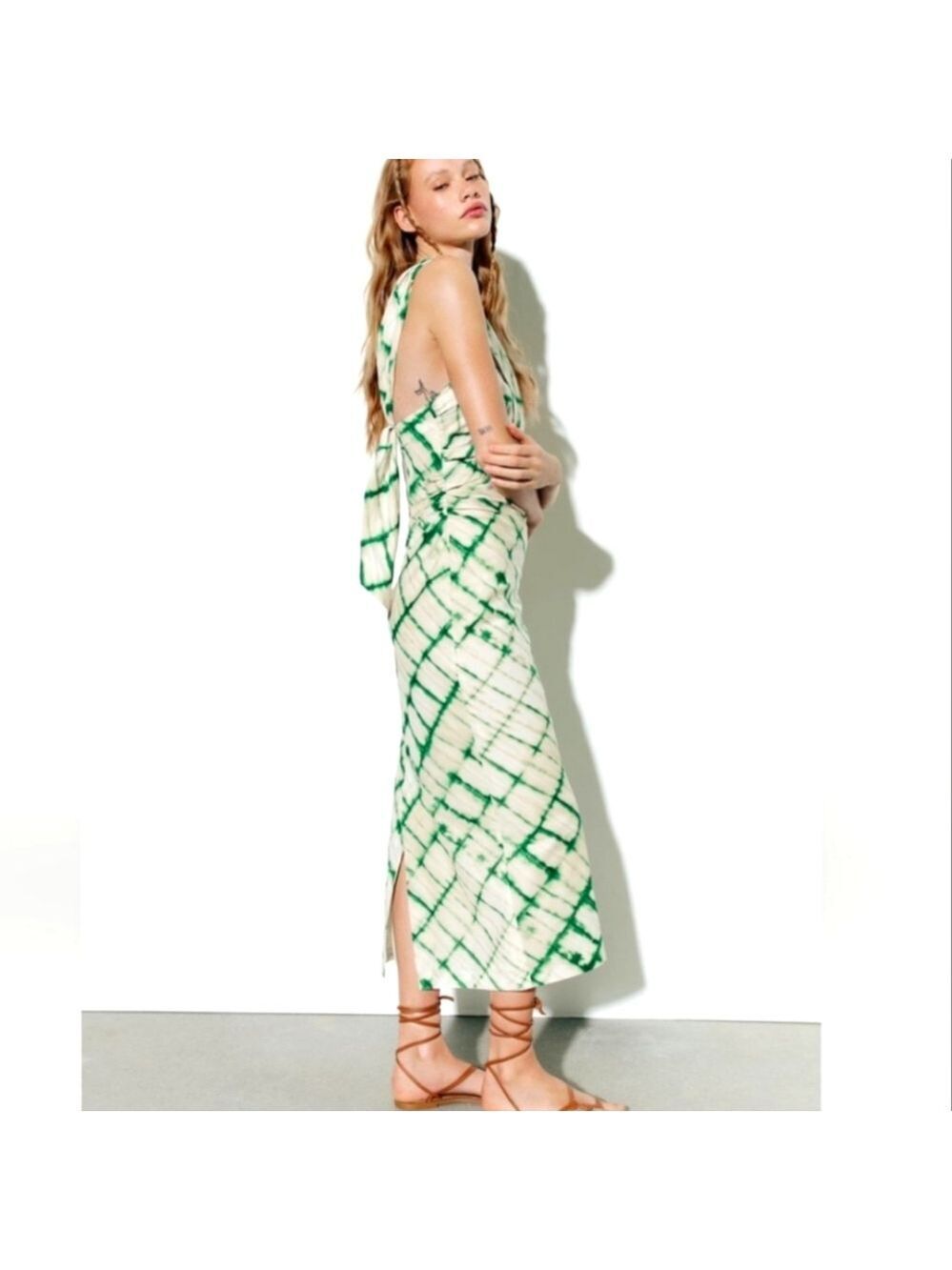 NWT Zara Printed Ecru Midi Dress, Size XL - Picture 8 of 15